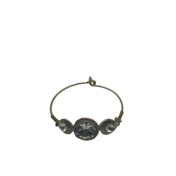 Canvas Wrapped Wire Gold and Silver Tone Beaded Glass Hook Bangle Bracelet - Picture 5 of 6